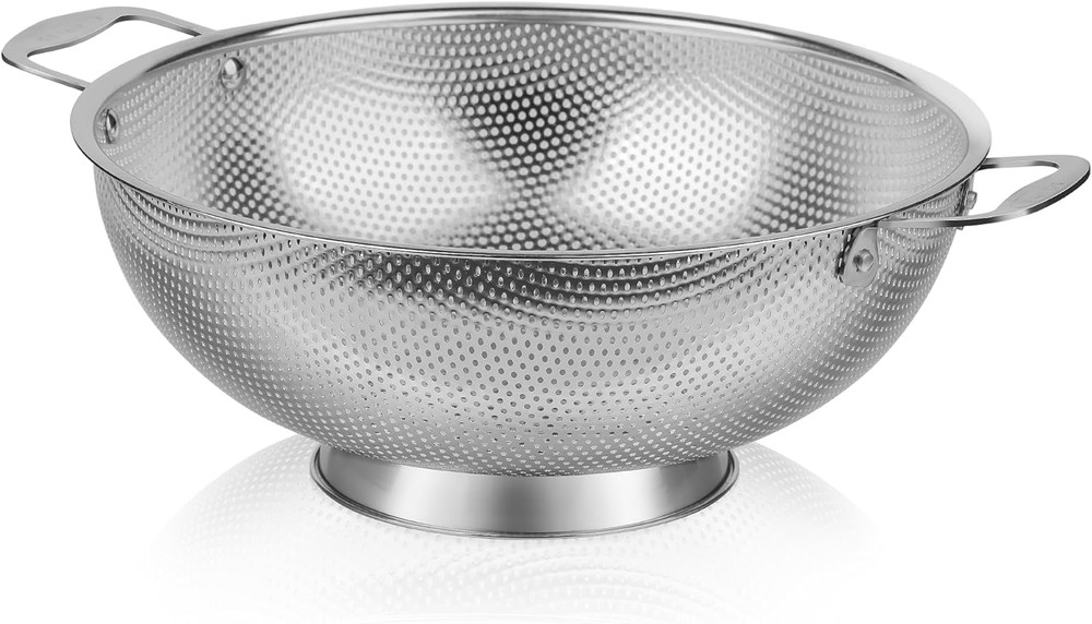 Large 6-Qt Colander, 18/8 Stainless Steel Mesh Strainer for Kitchen, Food Sieve