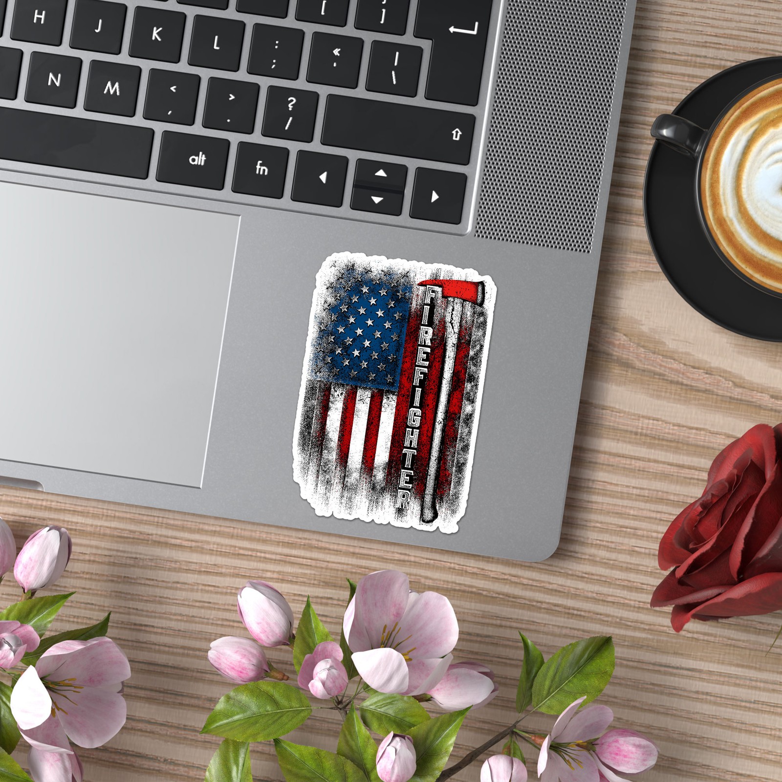 Firefighter American Flag - Vinyl Decal Sticker - Car Window Laptop - ebn12609 gallery