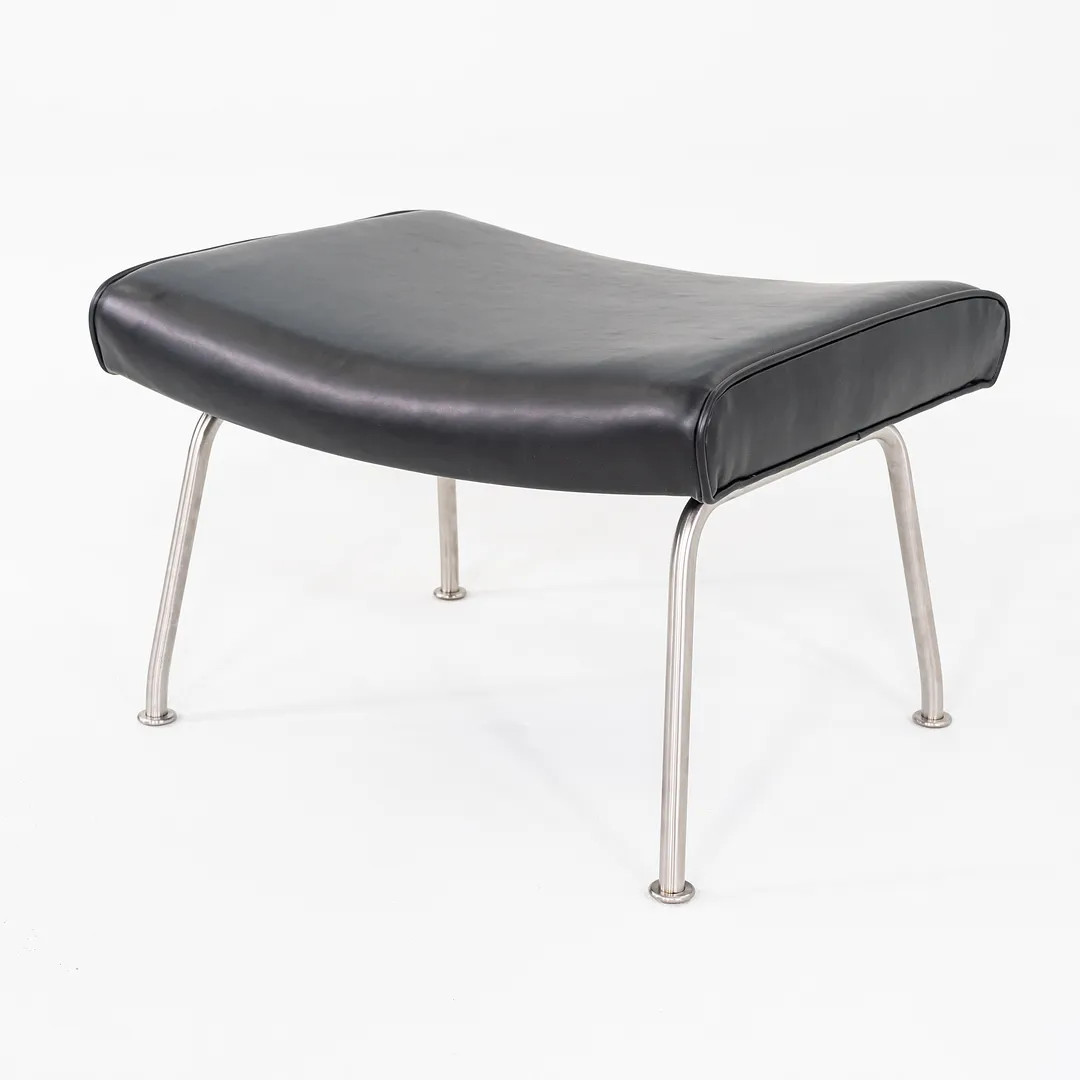 2020s Hans Wegner for Carl Hansen CH446 Footstool Reupholstered Black Leather gallery