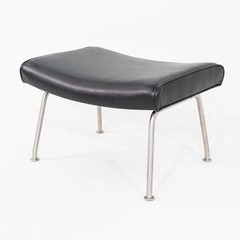 2020s Hans Wegner for Carl Hansen CH446 Footstool Reupholstered Black Leather