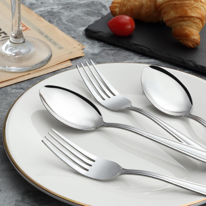 Forks and Spoons Silverware Set - 24-Piece Food Grade Stainless Steel Silverw... gallery