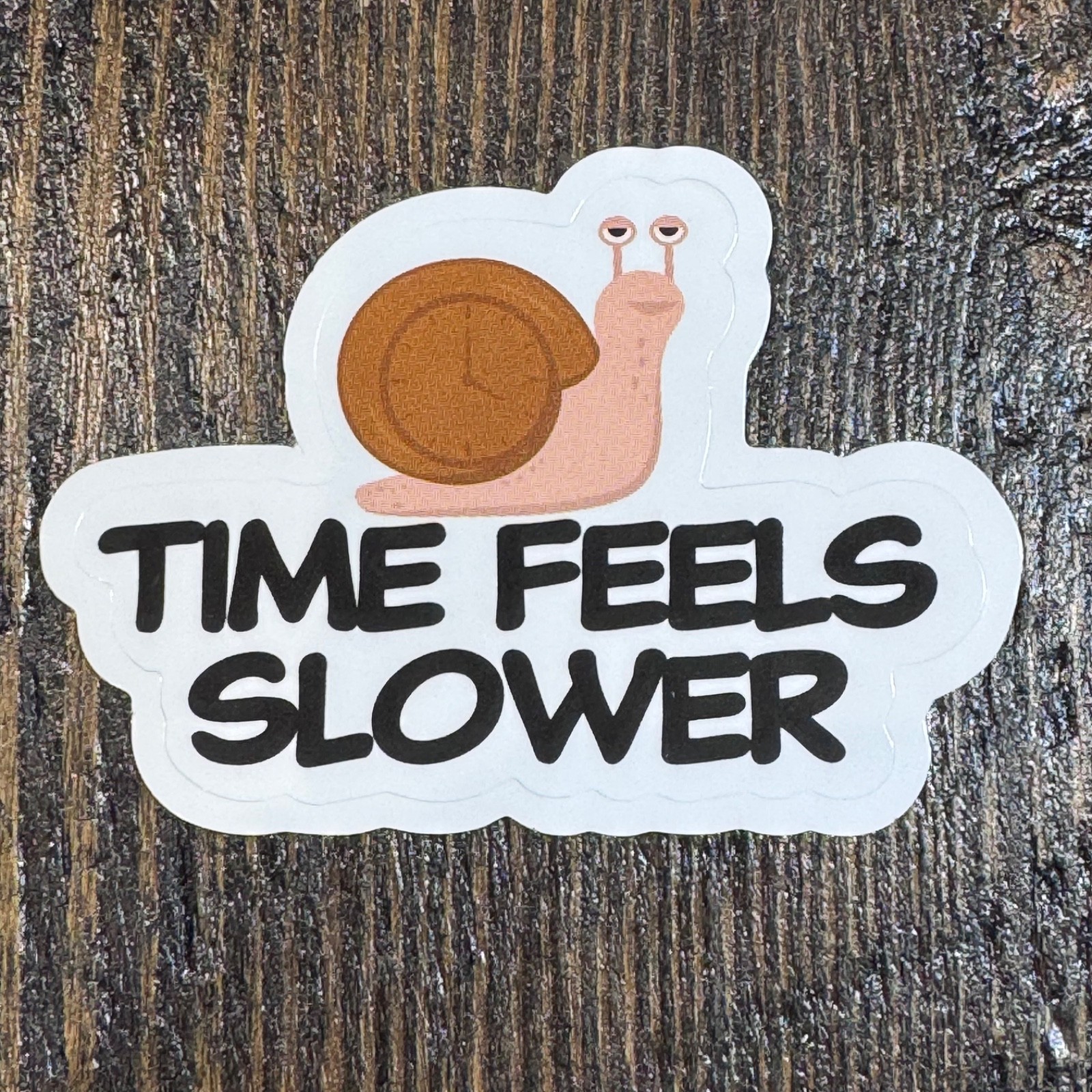 Snail with clock sticker 2” time feels slower - water bottle locker lunch cooler gallery