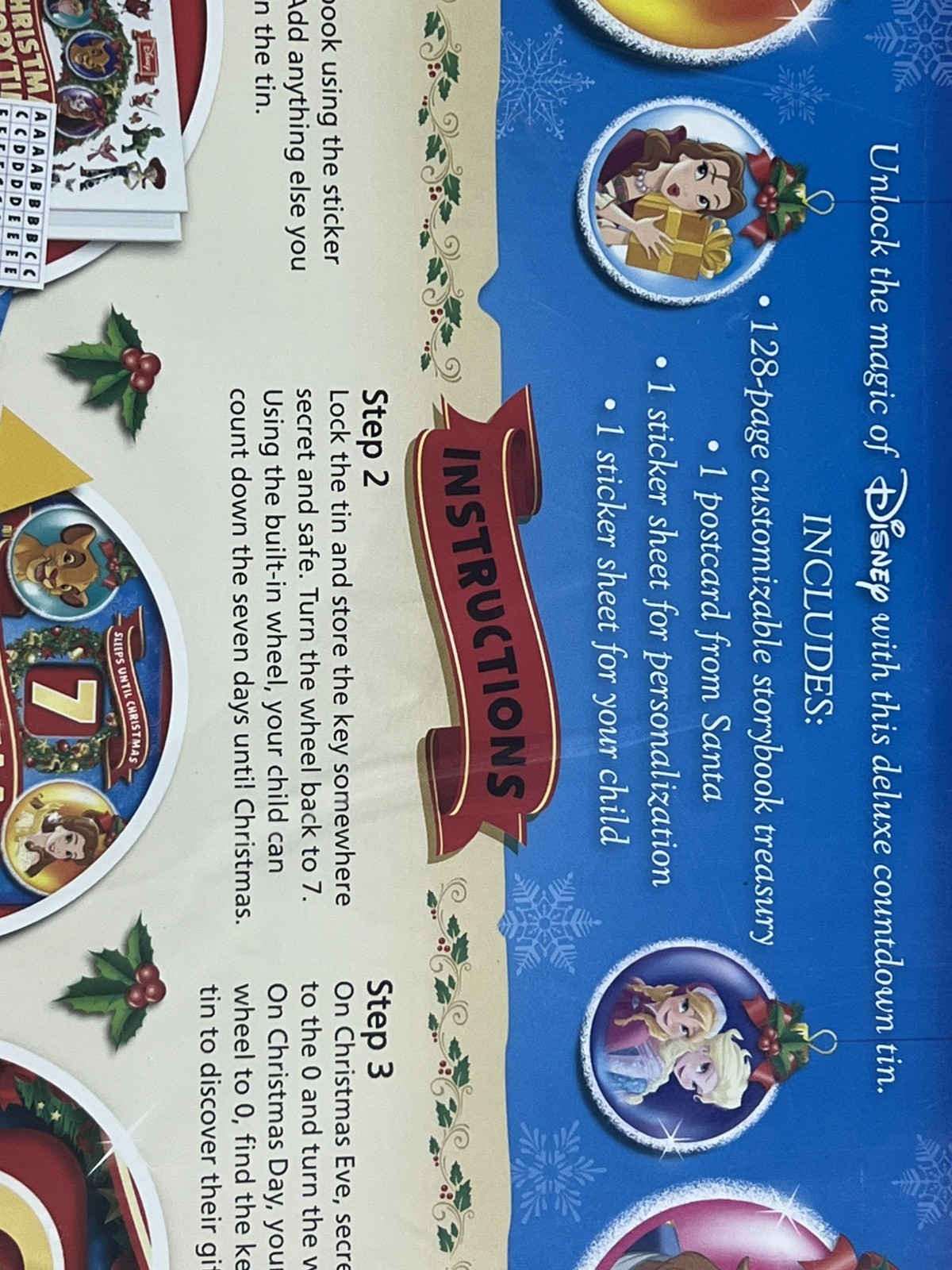 Disney 7 Days Until Christmas Countdown Advent Book Locking Tin & Stickers New gallery