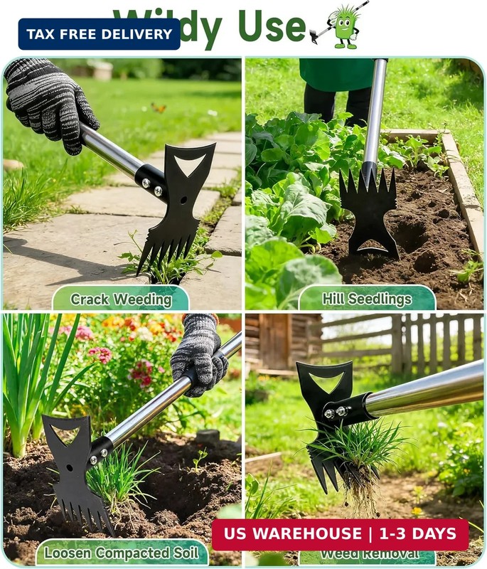 71in Weed Puller Tool with Long Handle, 2 in 1 Heavy Duty Garden Hoe and Hand We gallery