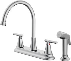 HURRAN 2-Handle Kitchen Faucet w/ Pull-Out Sprayer Nickel