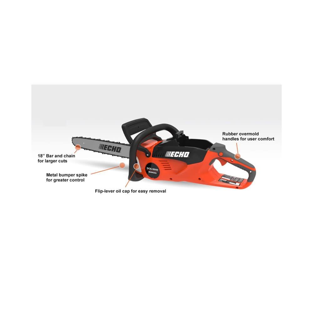 Echo 18 In Bar Chainsaw 56V Battery Rear Handle With 5Ah Battery & Charger gallery
