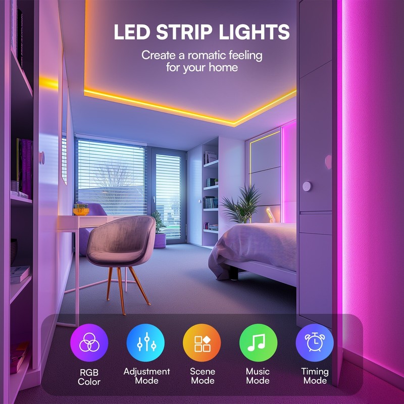 LED Strip Lights, Smart Light with App & Remote Control, RGB LED Lights for room gallery