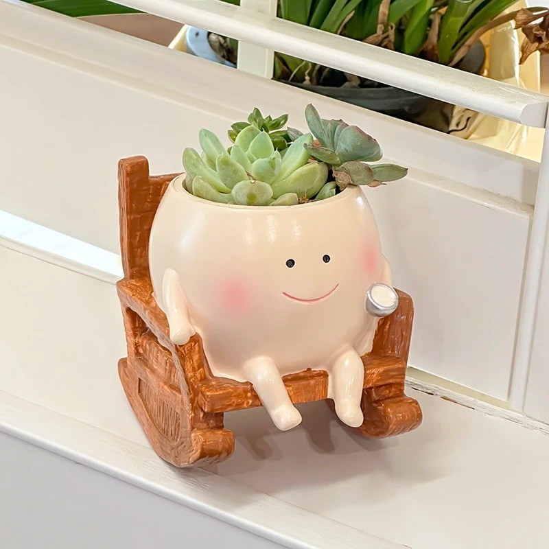 Cute Swing Happy Face Flower Pot For Succulents And Indoor decor gallery
