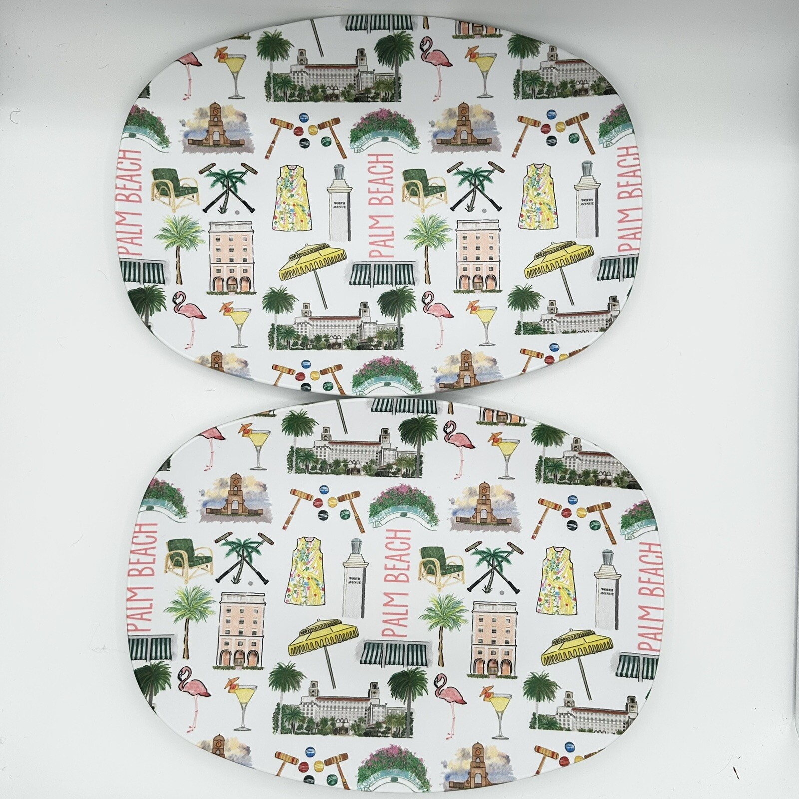 Two Palm Beach Decoware Polymer Serving Platters Satin Surface 14 X 10 In U.S.A. gallery