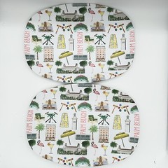 Two Palm Beach Decoware Polymer Serving Platters Satin Surface 14 X 10 In U.S.A.