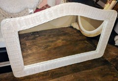 Arched White Wicker Mirror