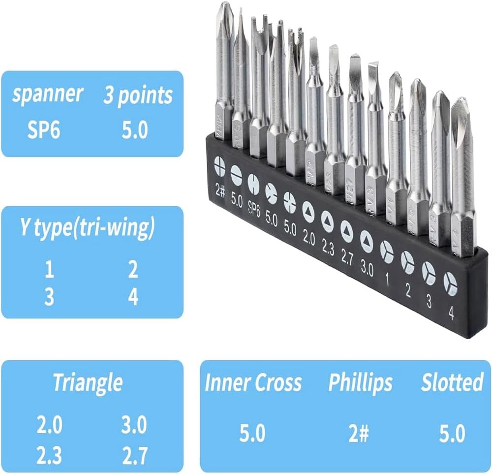 13pc Security Screwdriver Bit Set 1/4" Hex Shank Y-Type Spanner Triangle 50mm gallery