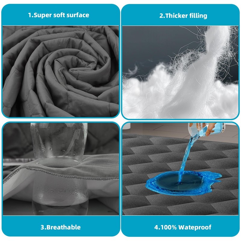 Queen Mattress Protector, Waterproof Mattress Pad Noiseless with Deep Pocket ... gallery