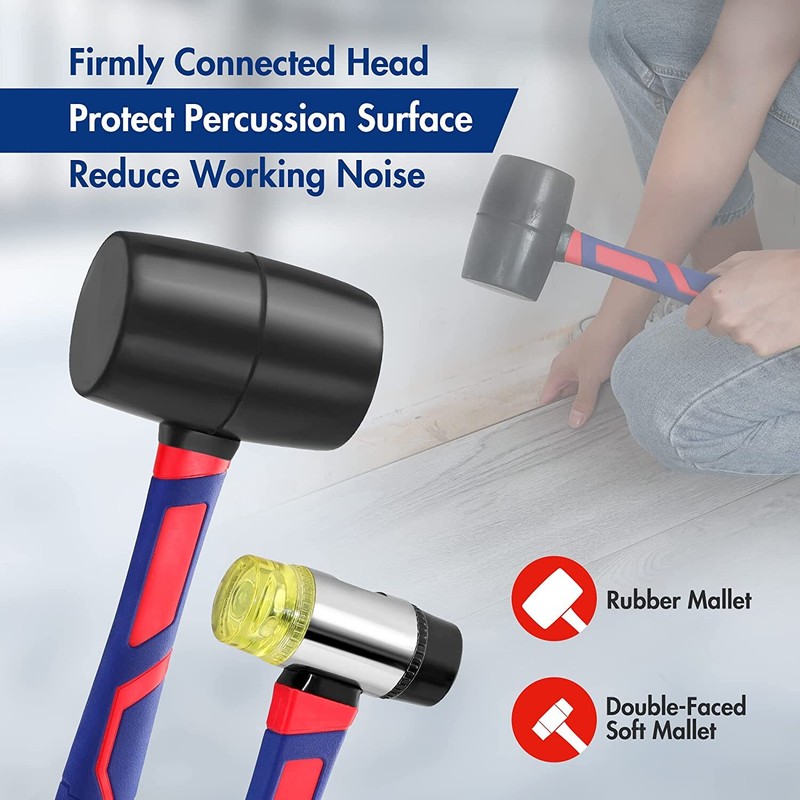 WORKPRO Hammer Set 5-PC 32oz Rubber Mallet 16oz Claw Hammer 3lb Sledge Hammer gallery