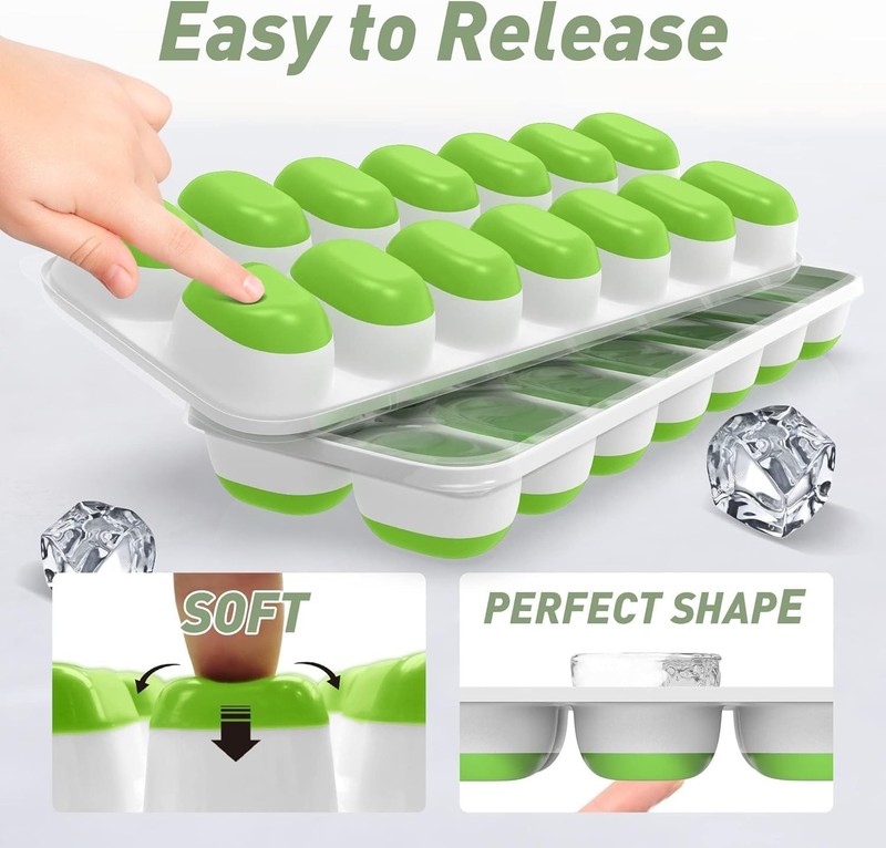 4‑Pack Ice Cube Trays with Lids, 56‑Cube Total Stackable Freezer Ice Trays, gallery