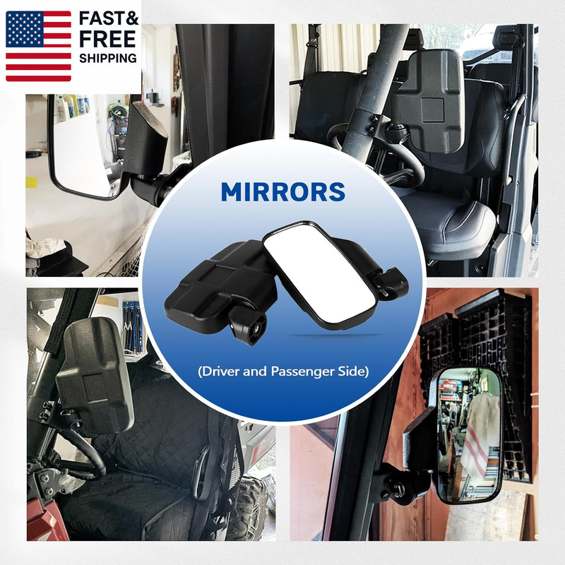 UTV Rear Side View Mirrors Compatible with 2015+ Polaris Ranger 570 900 XP 1000/ gallery