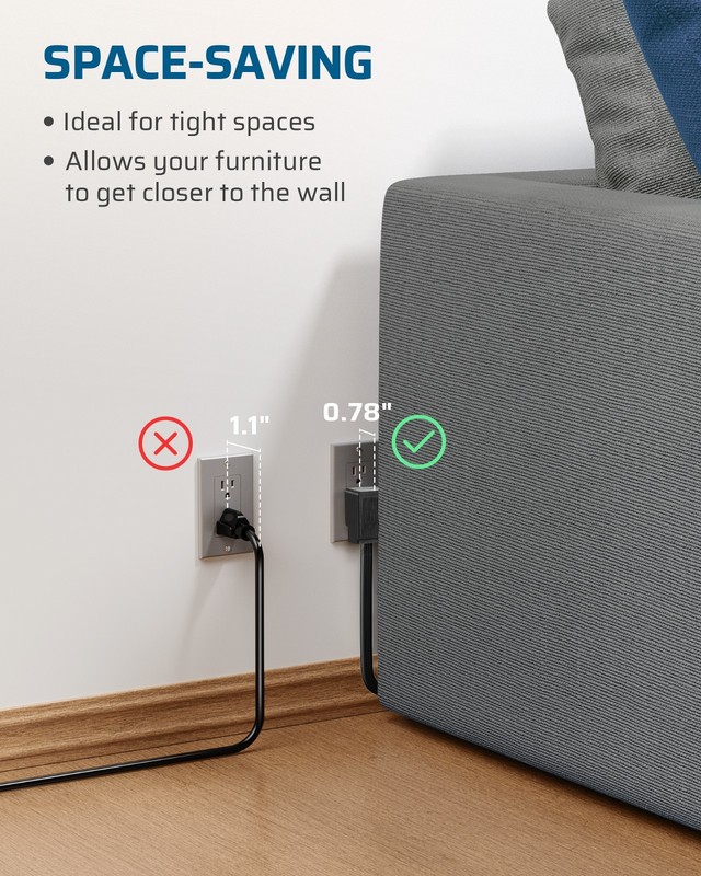 DEWENWILS Flat Plug Extension Cord 6FT, Ultra Thin Power Strip, 3 Outlet, 2 Pack gallery
