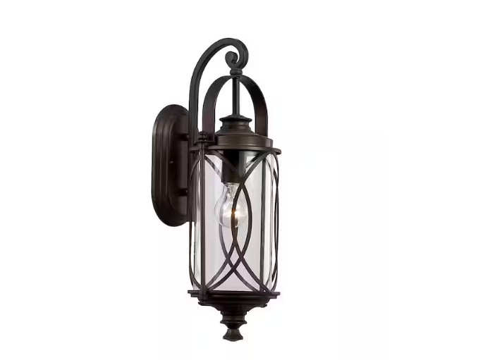 Monteaux 1-Light Oil Rubbed Bronze Outdoor Wall Light Fixture with Clear Glass gallery