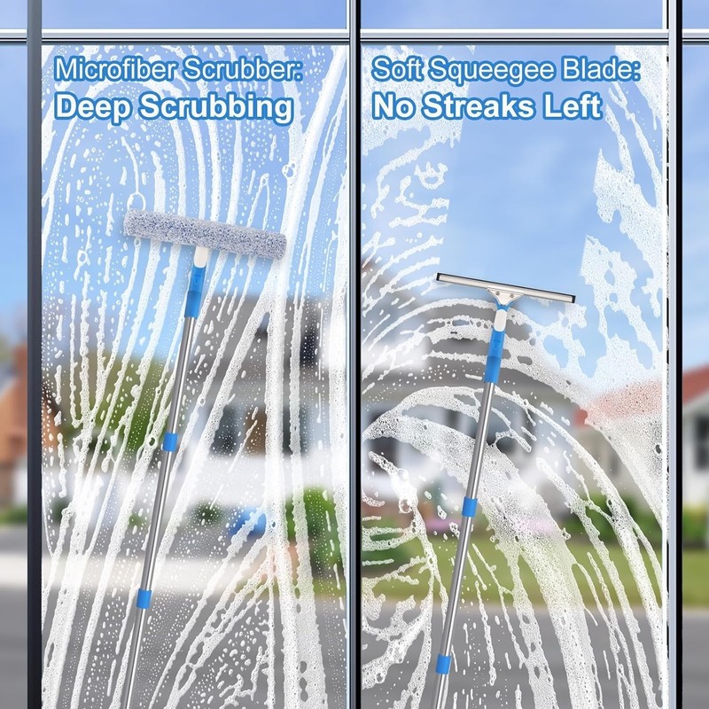 77in Window Squeegee Cleaner Tool w/ Extension Pole Glass Cleaner. gallery