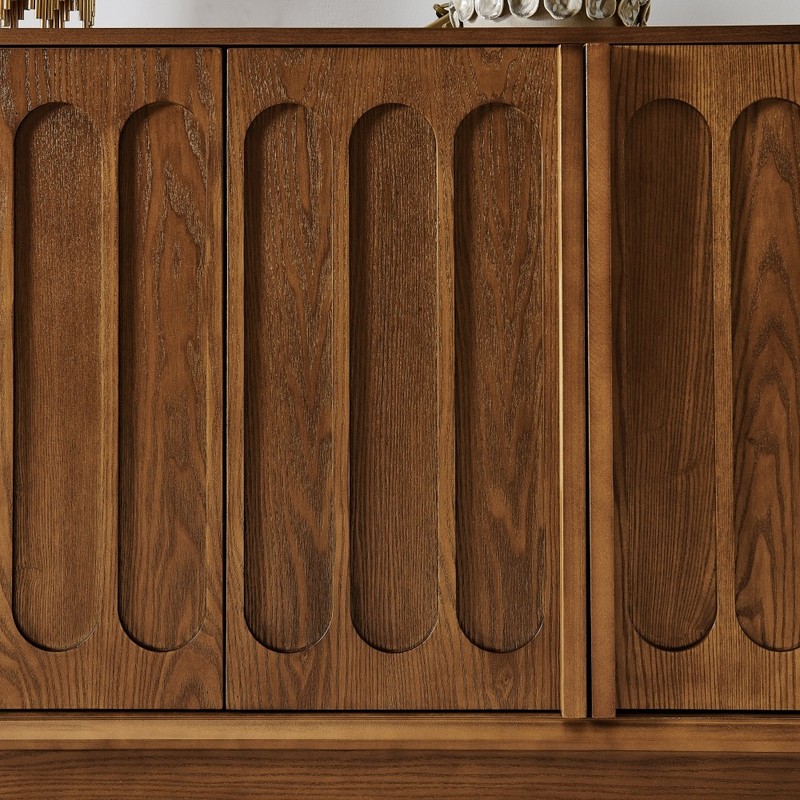 Mid Century Fluted Sideboard, Adjustable Shelves, Walnut Storage Cabinet gallery