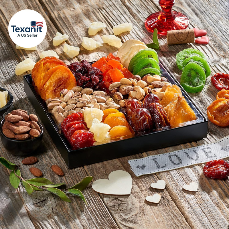 Dried Fruit & Nuts Gift Basket Arrangement Platter, Gourmet Food Snack Box, Gift gallery