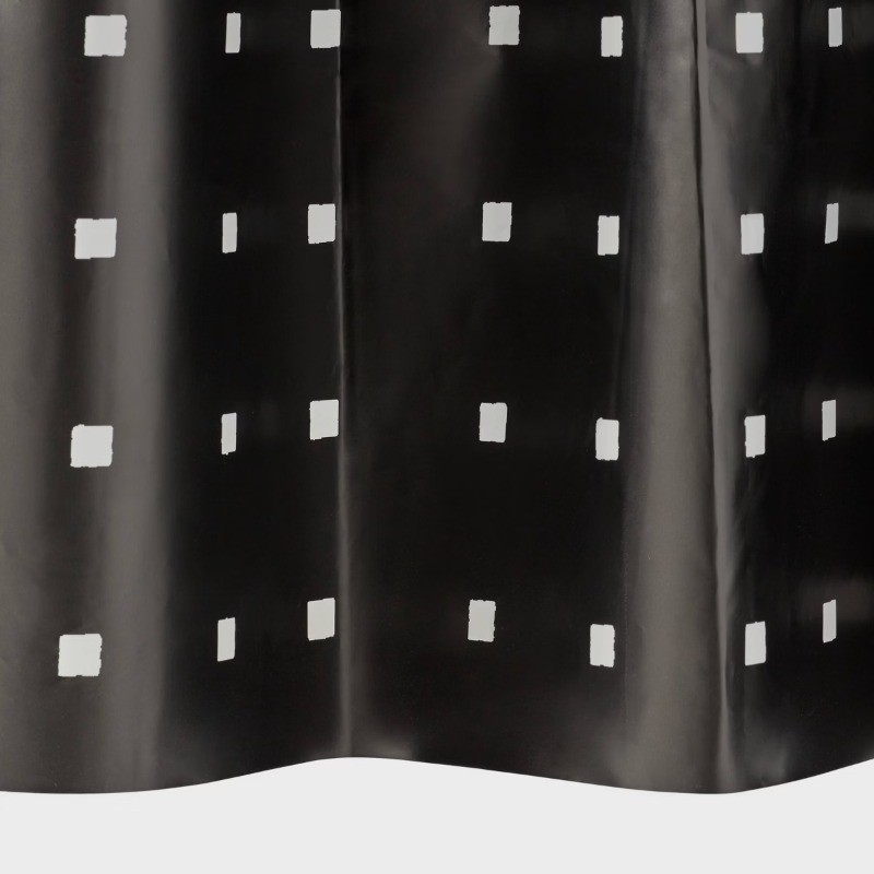 Stamped Squares Hookless Easy Install Shower Curtain White gallery