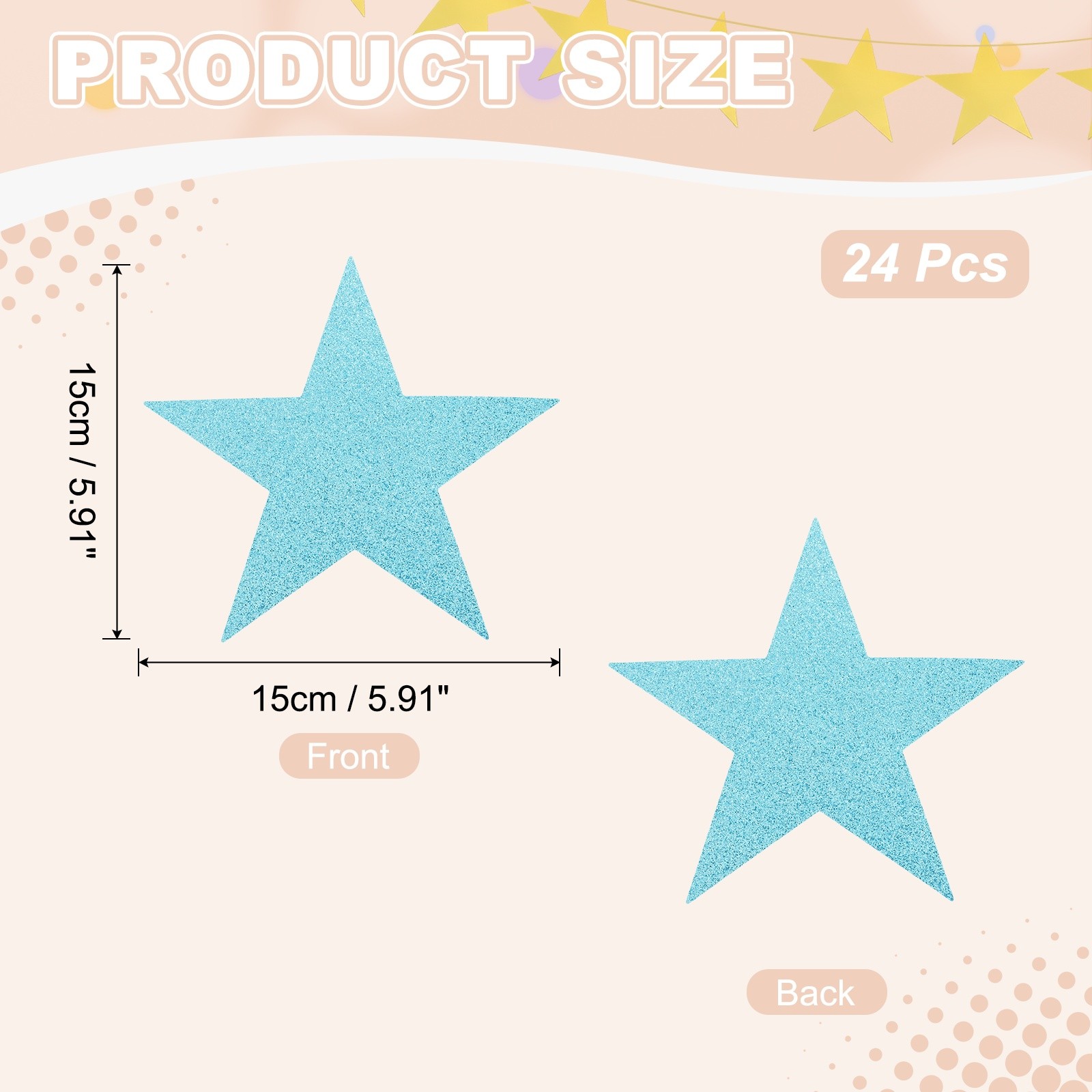 24 Pcs Glitter Star Cutouts, 6 Inch Paper Star Confetti Shiny, Light Blue gallery