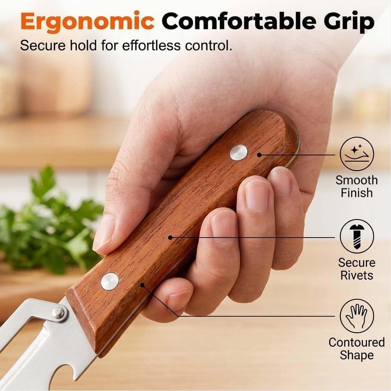 2 PCS 3-in-1 Multi functional Bottle Opener Vegetable Peeler with Wooden Handle gallery