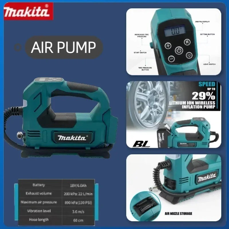 Makita Portable Cordless Pump Handheld Air Compressor Tire Inflator 18V Battery gallery