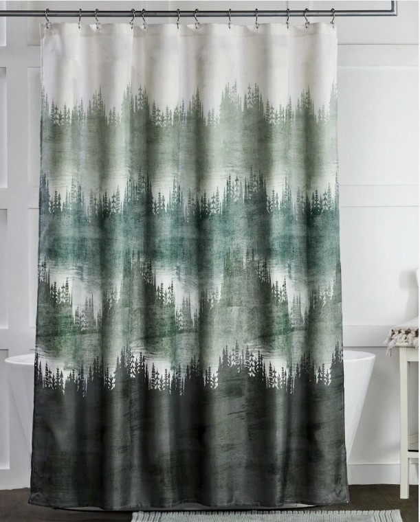 The Big One High Quality Fabric Shower Curtain Mountain Mist Pattern Green Trees gallery