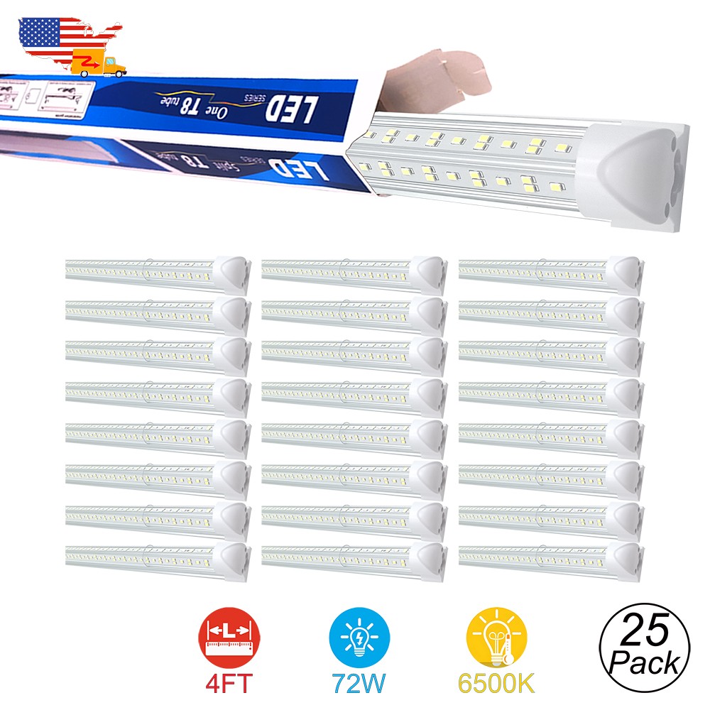 25Pack 4Ft T8 Integrated Led Tube Light 72W V Shaped Linkable Ceiling Shop Light gallery