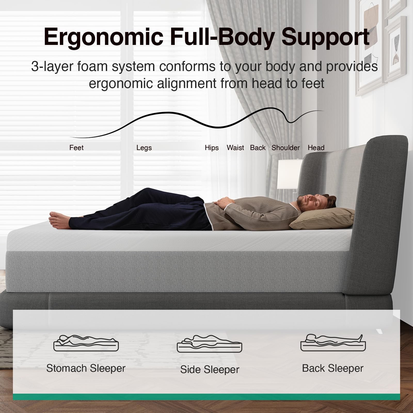 14 Inch Memory Foam Mattress Queen Size Grey Novilla Gel-Infused Bliss Cooling gallery