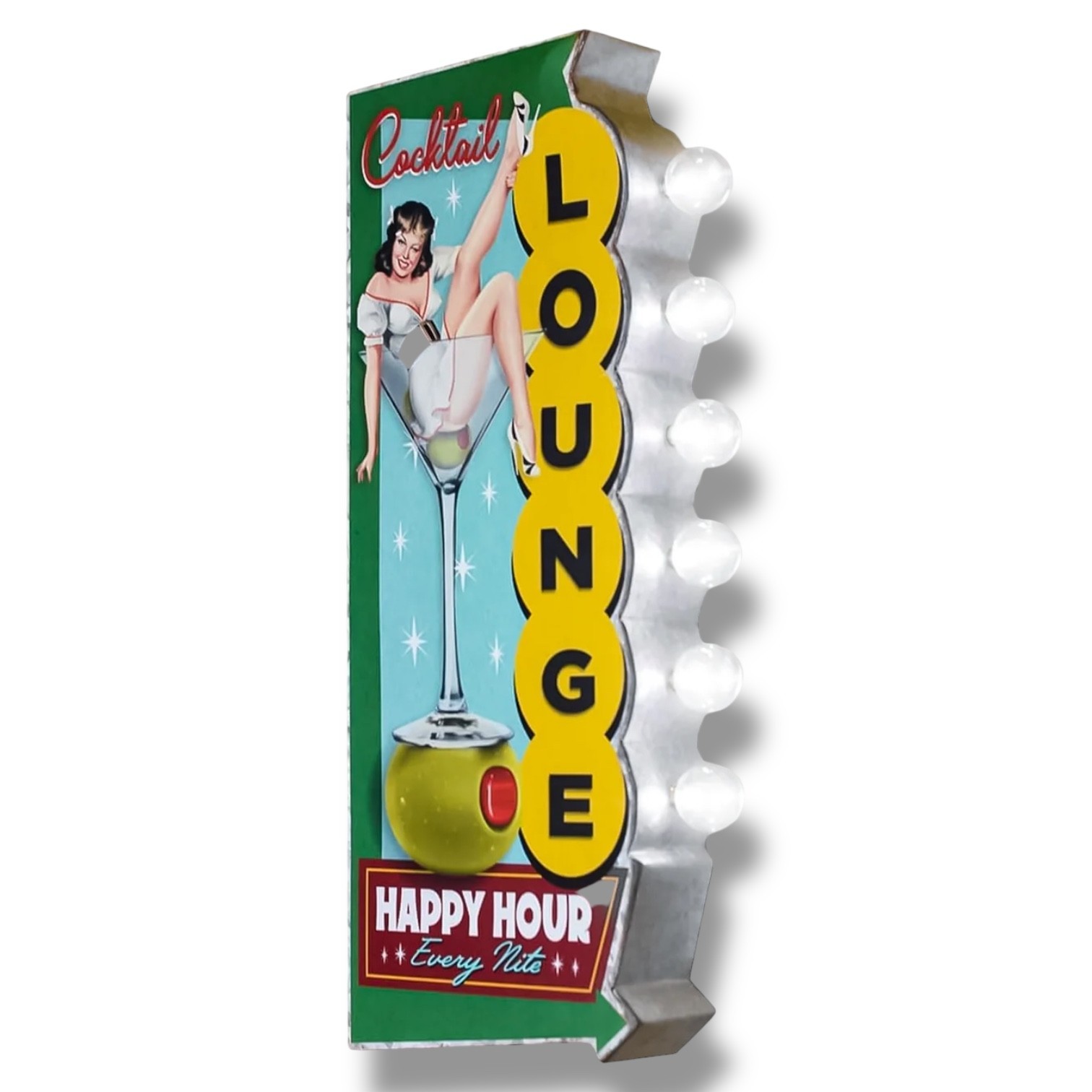 Cocktail Lounge Happy Hour Double-Sided Retro Vintage Inspired Marquee LED Sign gallery
