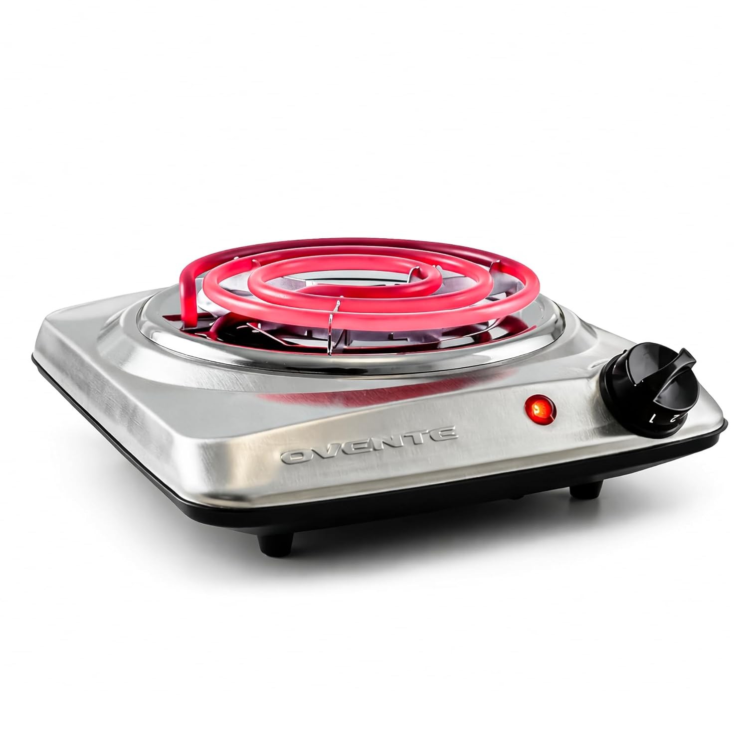 OVENTE Electric Single Burner Hot Plate 1000W 6" Stainless Steel Cooktop gallery