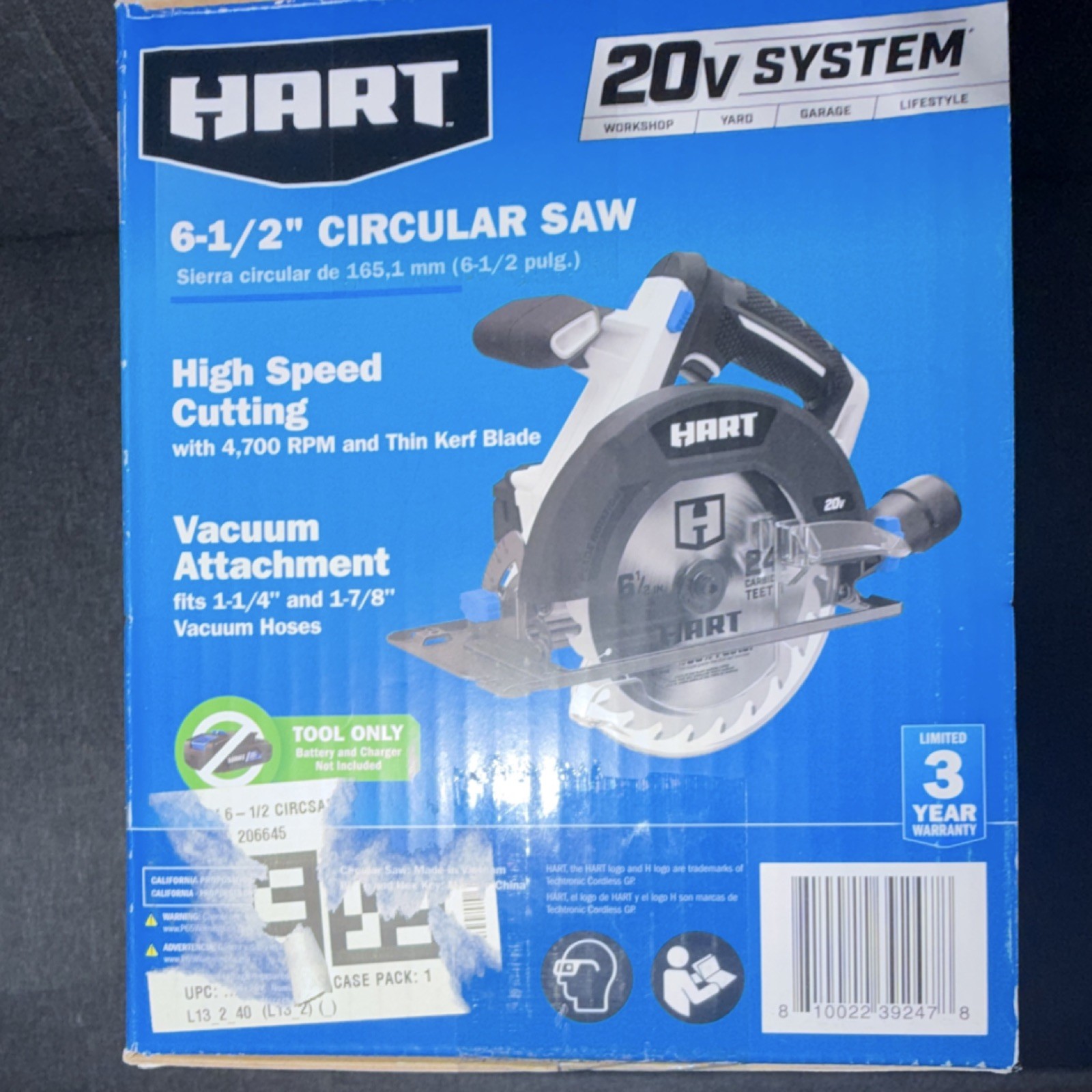HART 20V 6-1/2" Circular Saw Tool Only High Speed Cutting Vacuum Attachment gallery