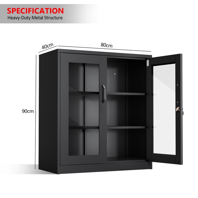 New Lockable Display Bookshelf with Tempered Glass Door and Adjustable Shelves gallery