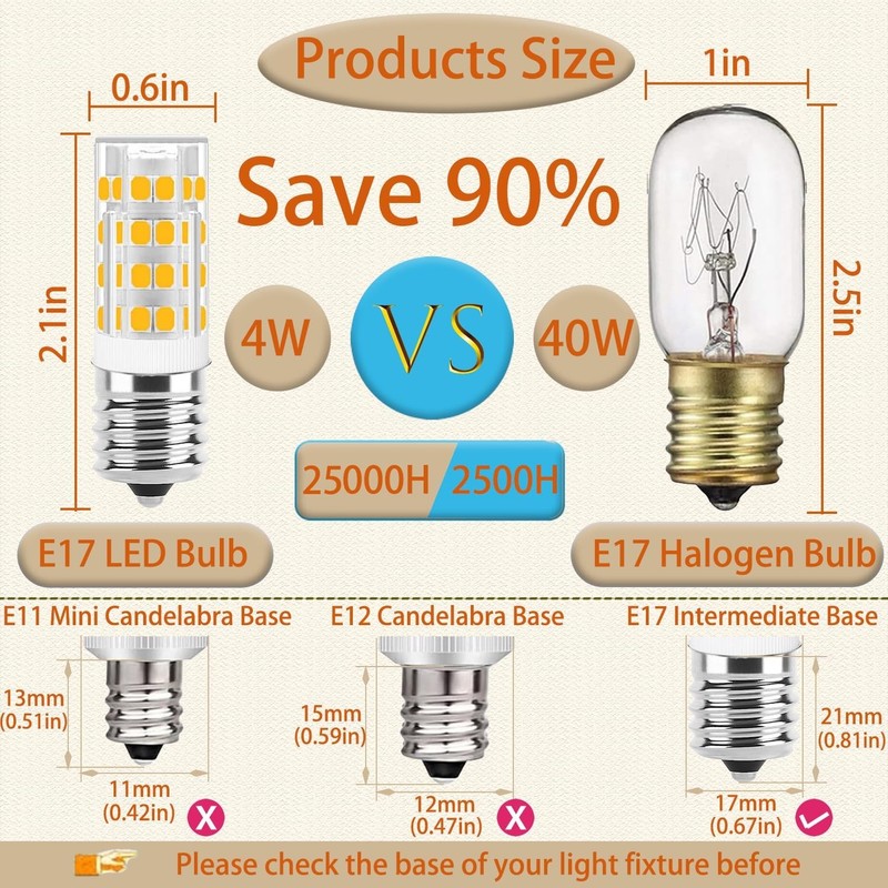E17 LED Bulb Dimmable,E17 Intermediate Base,T7 4W 40W Warm White 3000k(2pack) gallery