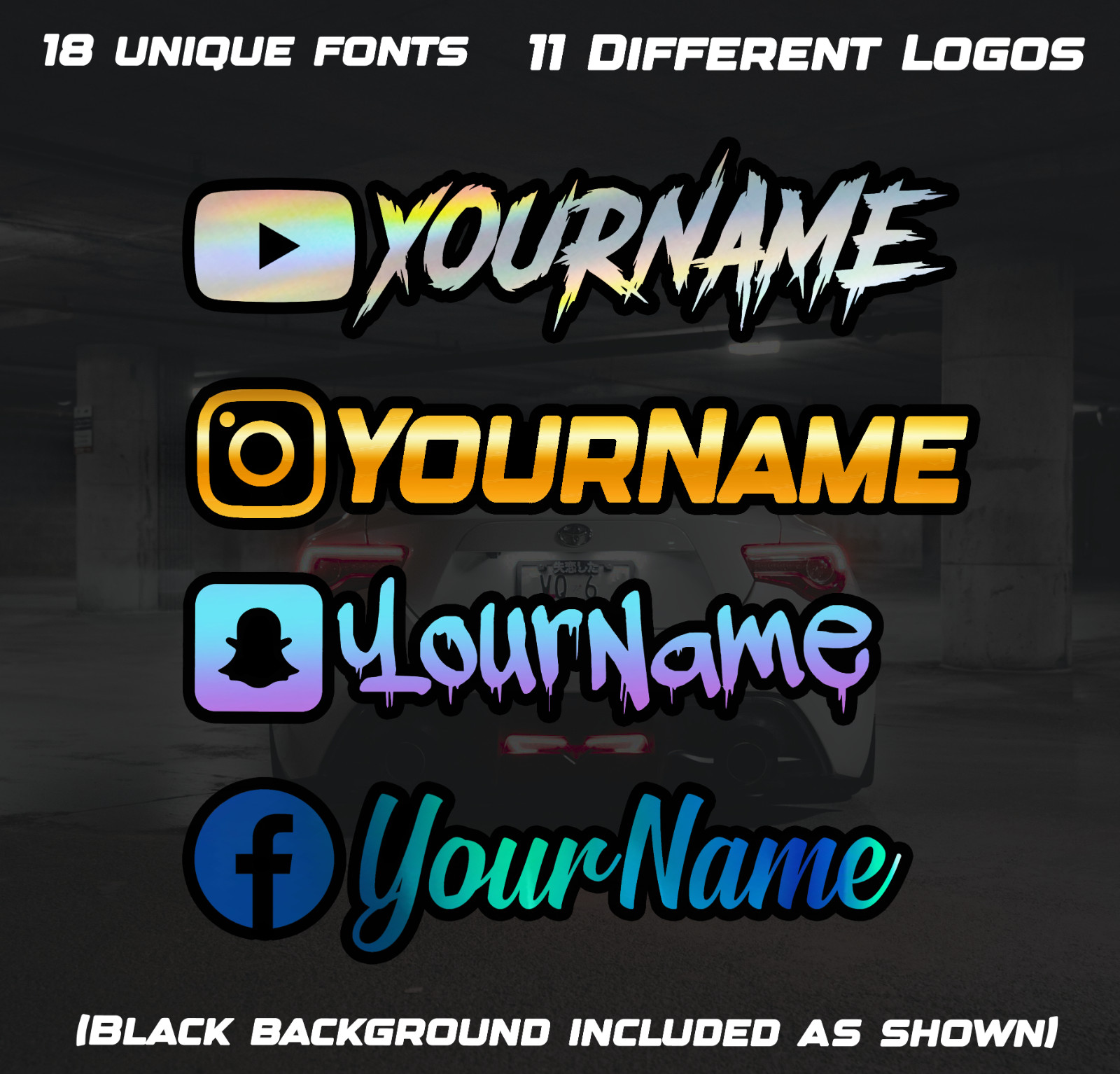Social Media Vinyl Decal Sticker With Background - 8 inch Personalized Sticker gallery