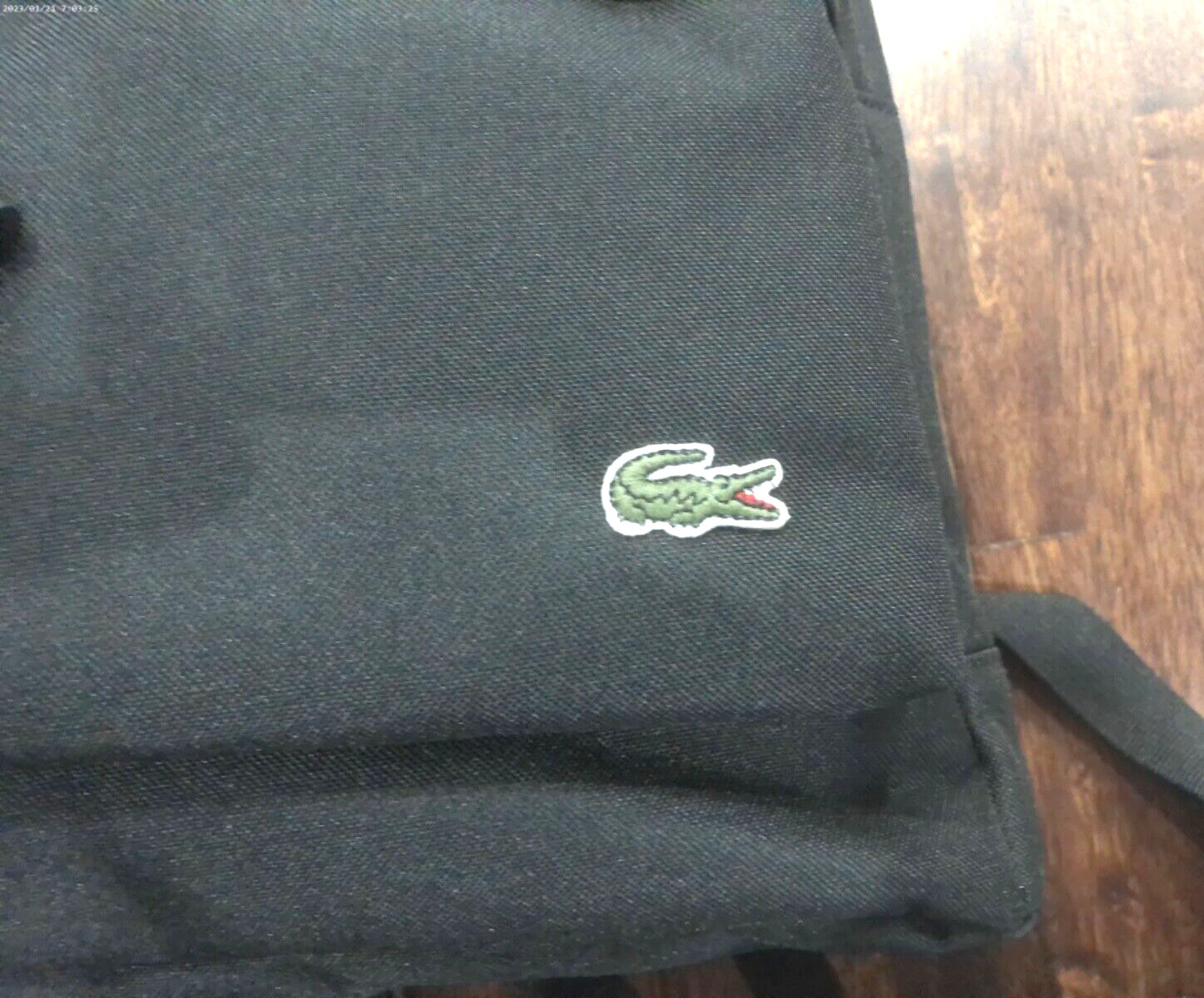 LACOSTE UNISEX BLACK BACKPACK with 2 FRONT POCKETS 4