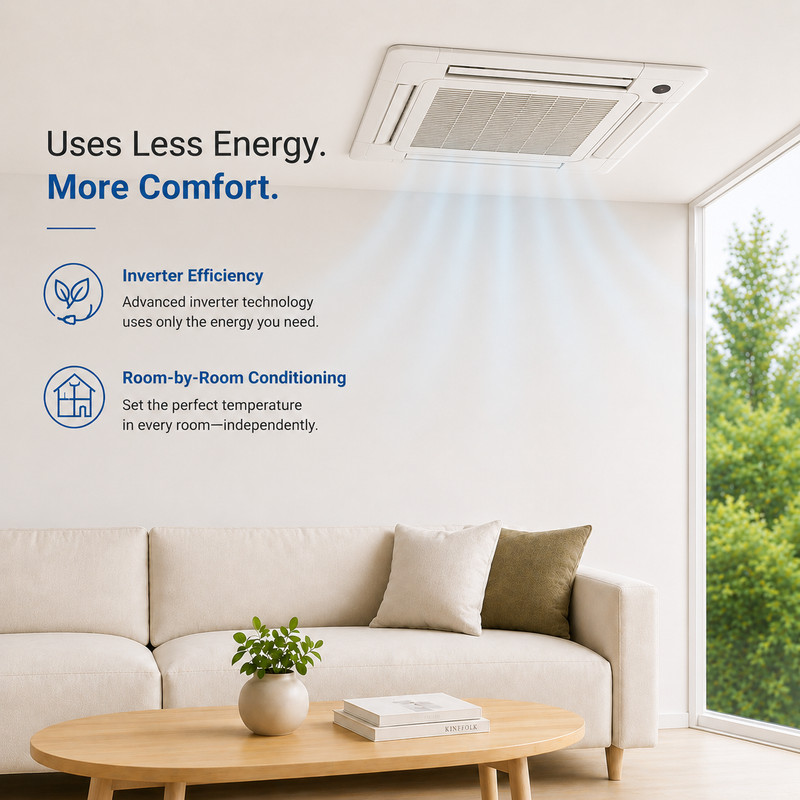 MRCOOL Olympus 5 Zone Ceiling Cassette Mini Split AC Heat Pump System gallery