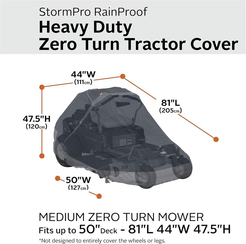 StormPro Heavy-Duty Waterproof Zero Turn Mower Cover, Fits Decks Up to 50 in gallery