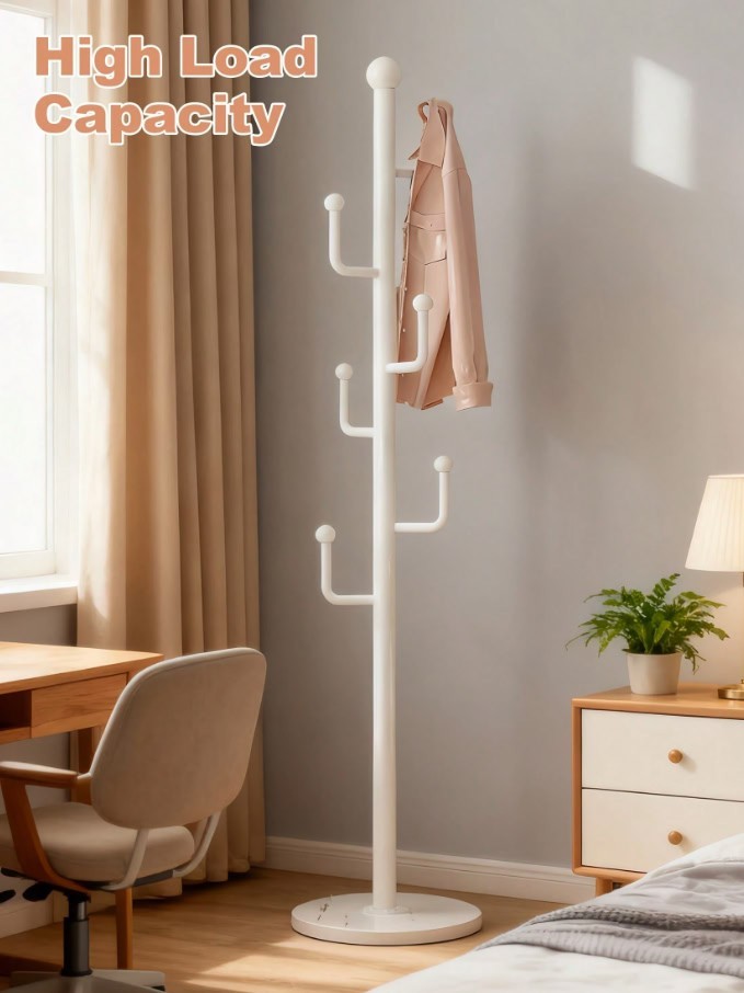 Freestanding Tree Coat Rack with Basket Entryway Clothes Hat Bag Organizer Stand gallery