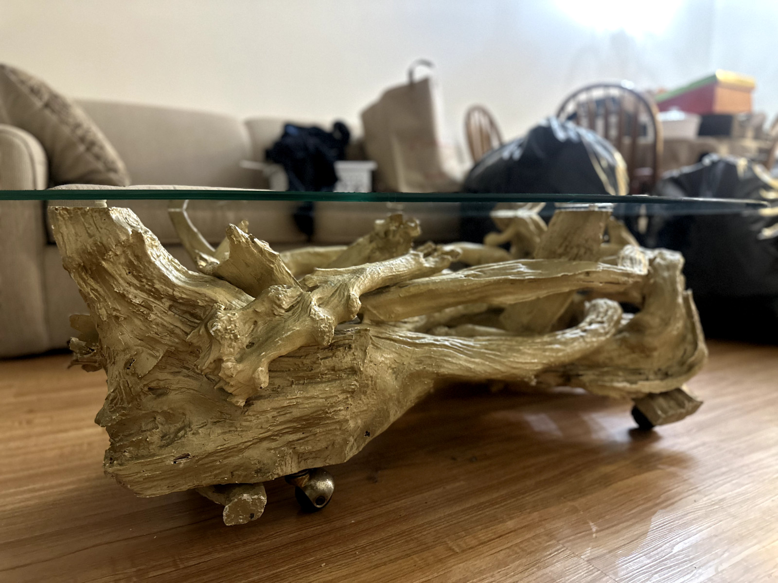 Vintage Mid Century Modern Amorphous/Biomorphic Glass Driftwood Coffee Table gallery