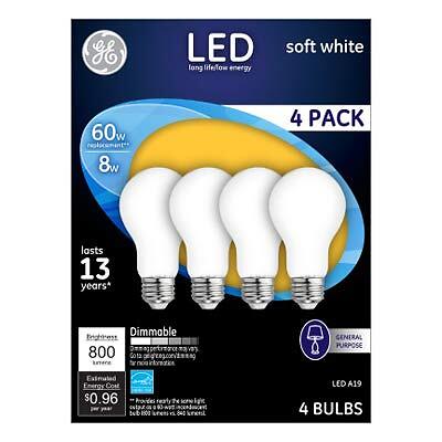 GE Lighting 93098313 LED Light Bulbs, Frosted Soft White, 8-Watts, 750 Lumens, gallery