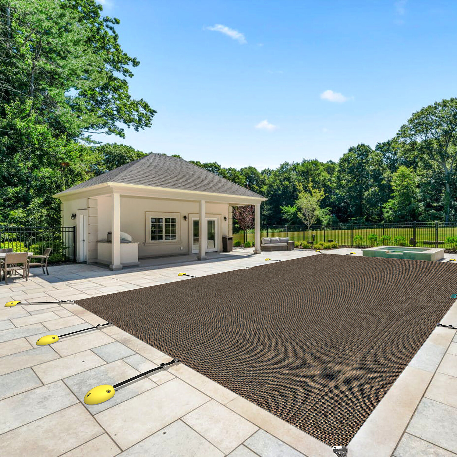 Winter Rectangle Inground Swimming Pool Heavy Duty Safety Cover Brown Customize gallery