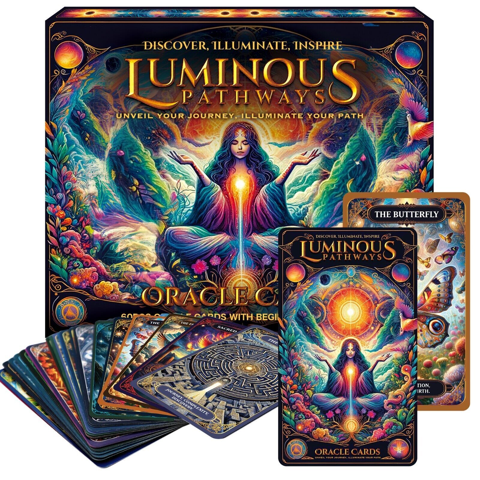 Oracle Cards with Guide Book and 60 Card Deck | Tarot Playing New Energy Game gallery