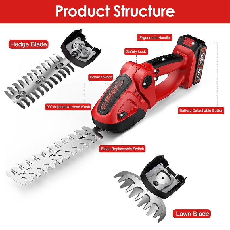 Handheld Electric Cordless Grass Shear Hedge Trimmer 24V Rechargeable Battery gallery