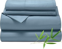 King Sheets Set Navy – 100% Rayon Made from Bamboo, 4 Pieces Cooling…