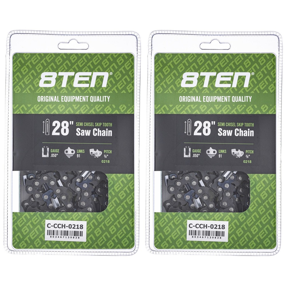 Semi Chisel Skip Tooth Chainsaw Chain 28 Inch .050 3/8 91DL for Stihl 2 Pack