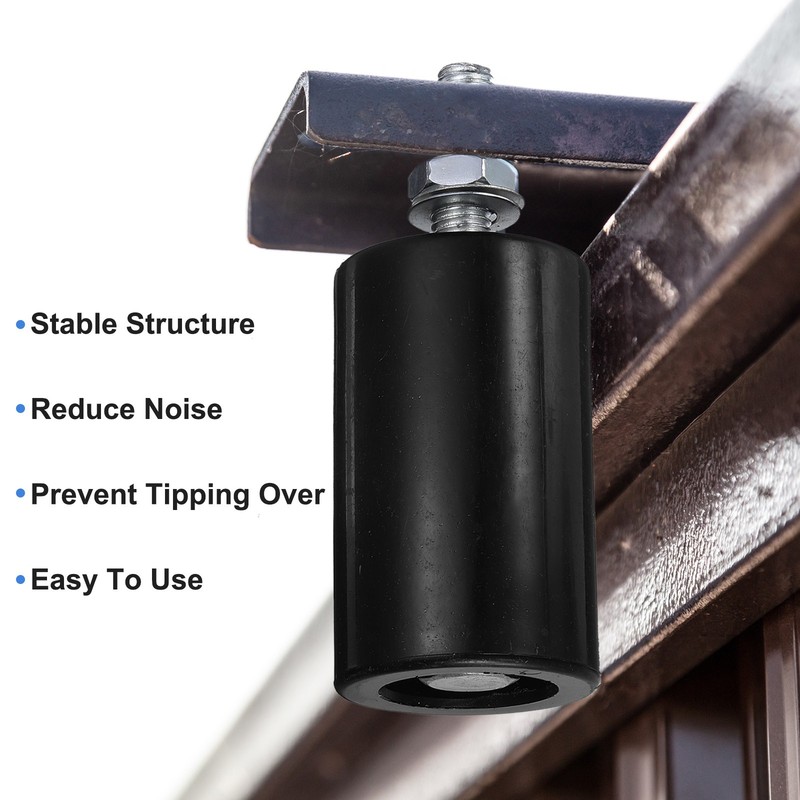 4Pcs Slide Gate Guide Roller 4" Nylon Sliding Gate Support Assembly Black gallery